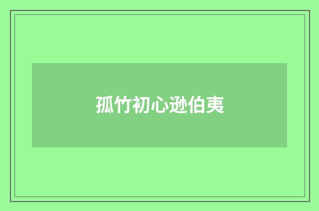 孤竹初心逊伯夷