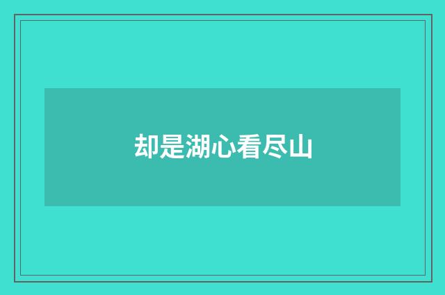却是湖心看尽山