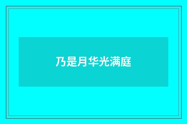 乃是月华光满庭