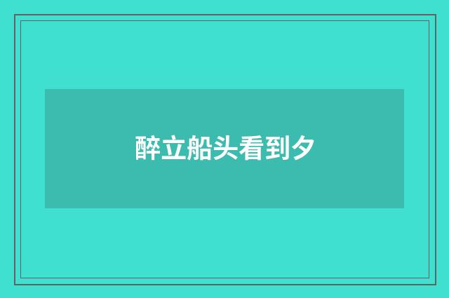 醉立船头看到夕