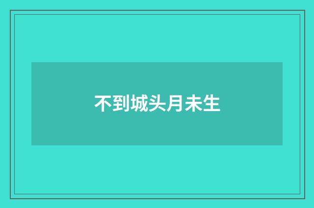 不到城头月未生