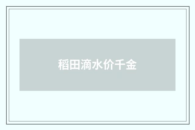 稻田滴水价千金