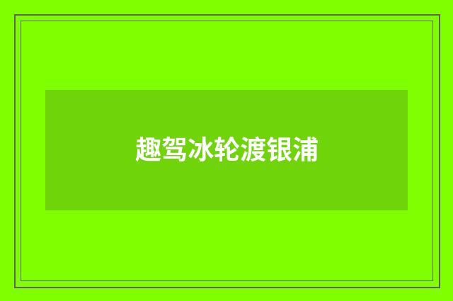 趣驾冰轮渡银浦