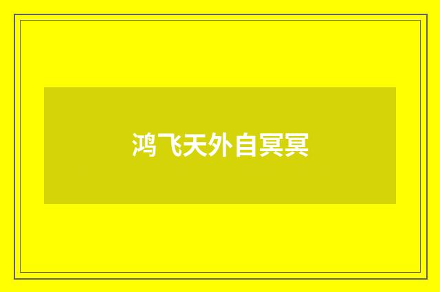 鸿飞天外自冥冥