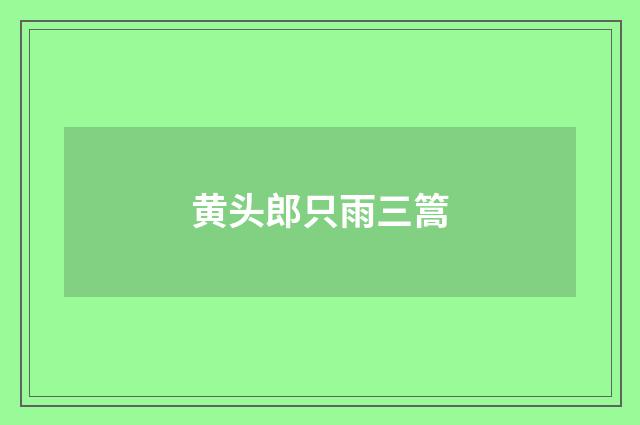 黄头郎只雨三篙