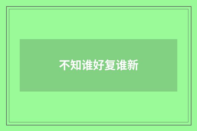 不知谁好复谁新