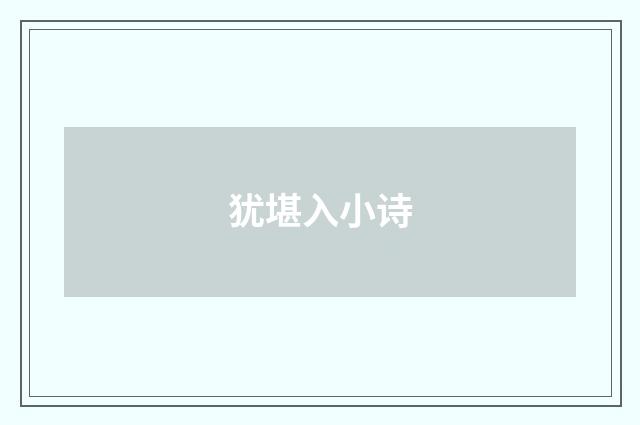 犹堪入小诗