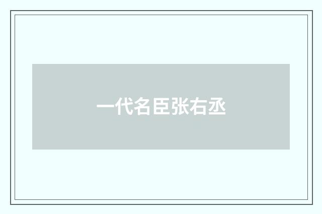 一代名臣张右丞