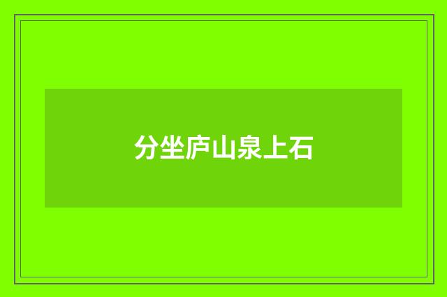 分坐庐山泉上石