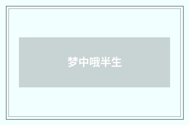 梦中哦半生
