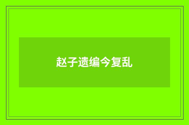 赵子遗编今复乱