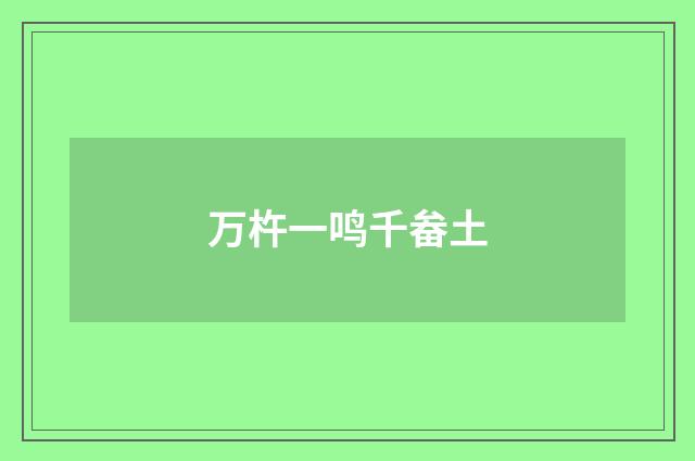 万杵一鸣千畚土
