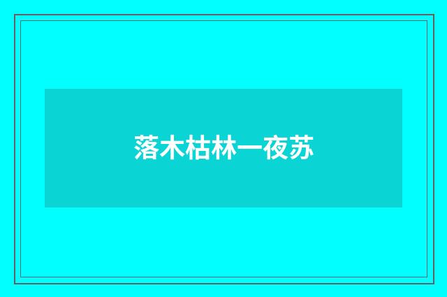落木枯林一夜苏