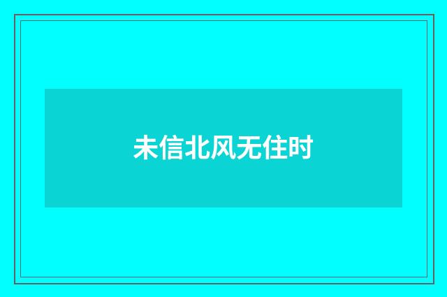 未信北风无住时