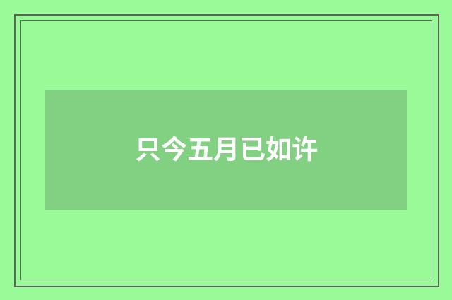 只今五月已如许