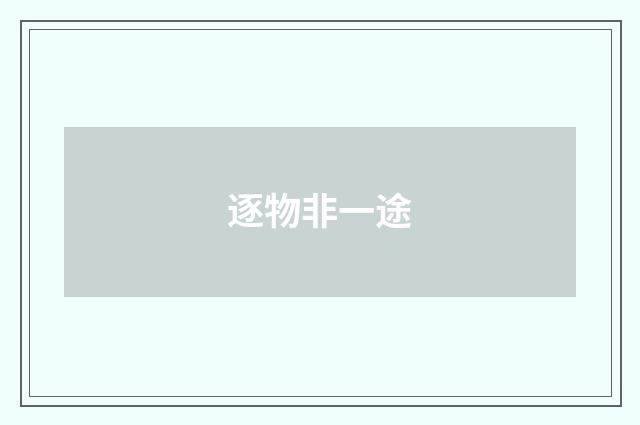逐物非一途