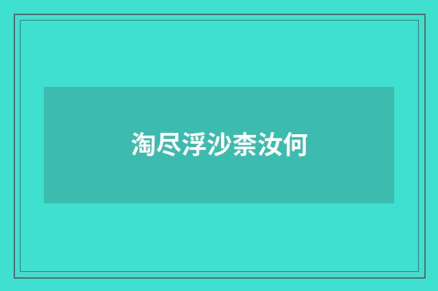 淘尽浮沙柰汝何