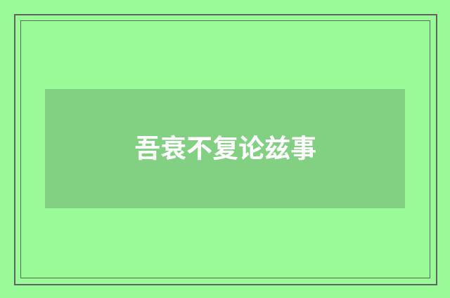 吾衰不复论兹事