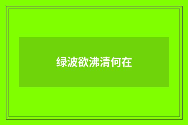 绿波欲沸清何在
