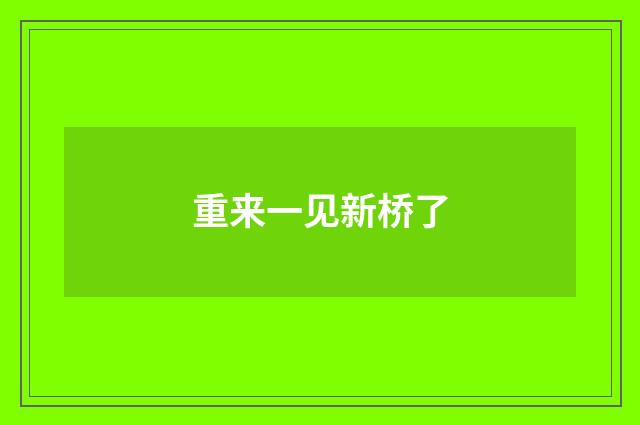重来一见新桥了