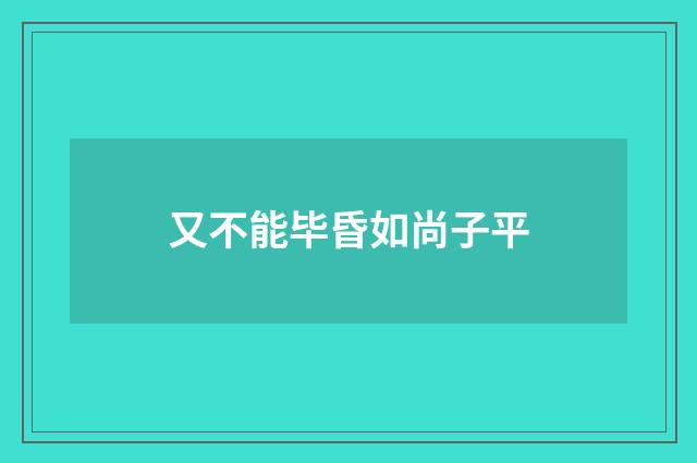 又不能毕昏如尚子平
