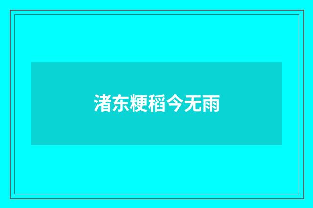 渚东粳稻今无雨