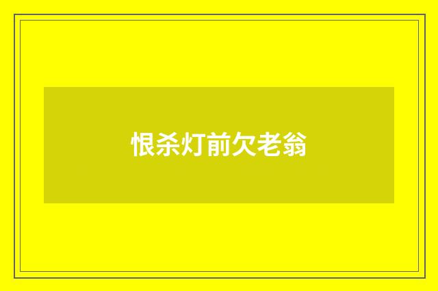 恨杀灯前欠老翁