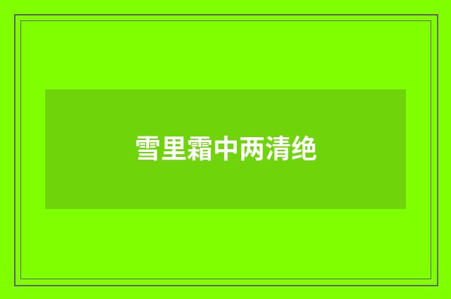 雪里霜中两清绝