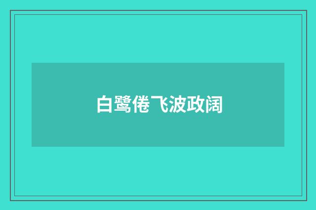 白鹭倦飞波政阔