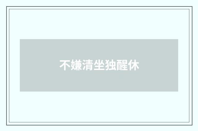 不嫌清坐独醒休