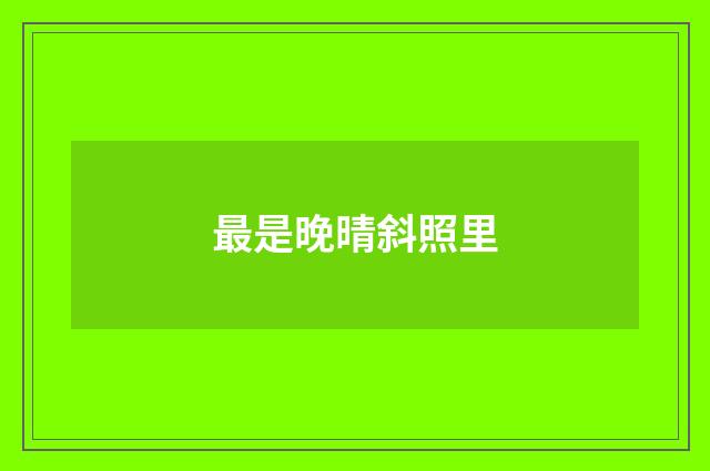 最是晚晴斜照里