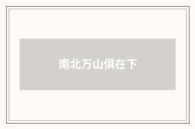 南北万山俱在下