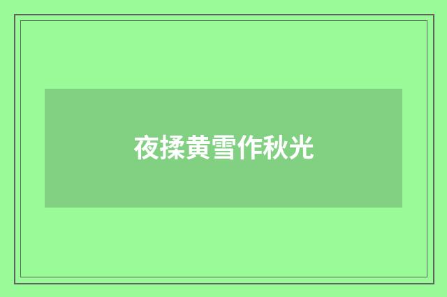 夜揉黄雪作秋光