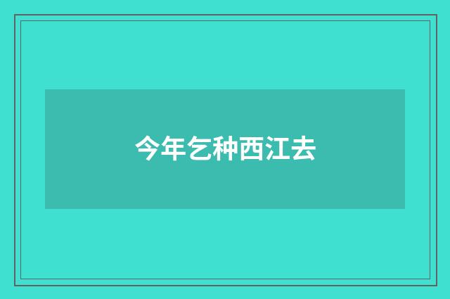 今年乞种西江去