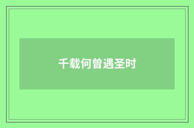 千载何曾遇圣时