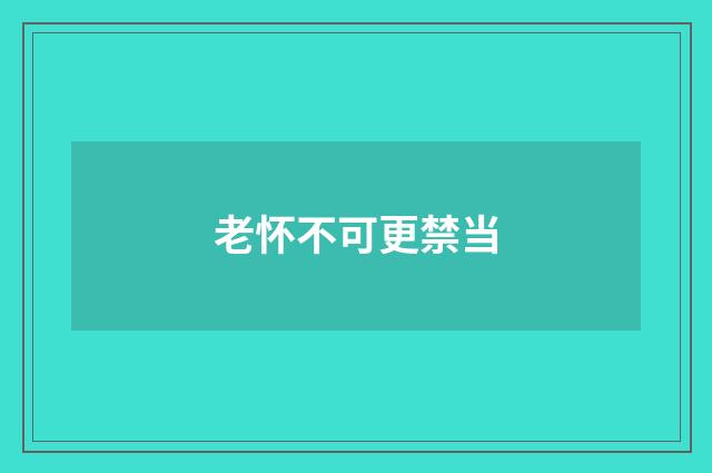 老怀不可更禁当