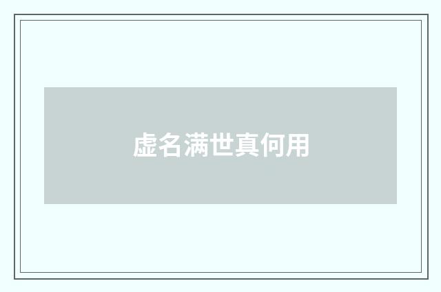 虚名满世真何用