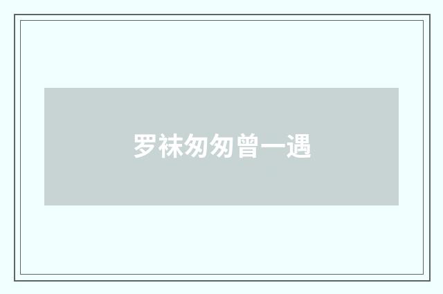 罗袜匆匆曾一遇