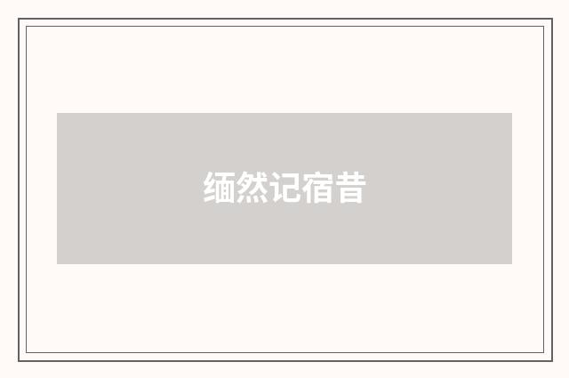 缅然记宿昔