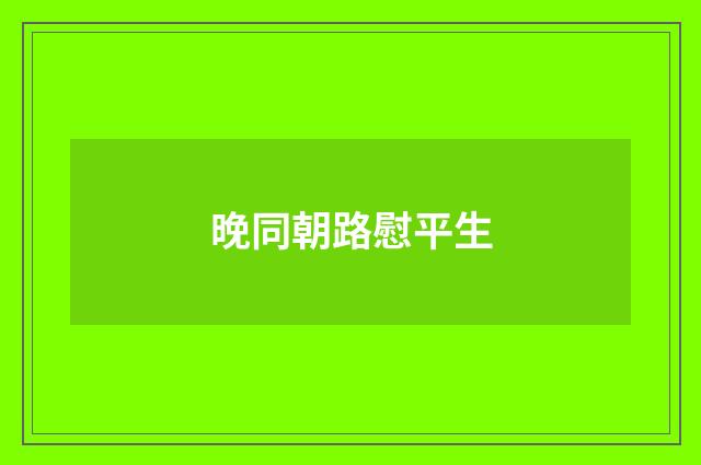 晚同朝路慰平生