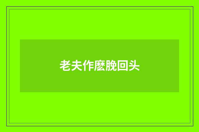 老夫作麽脕回头