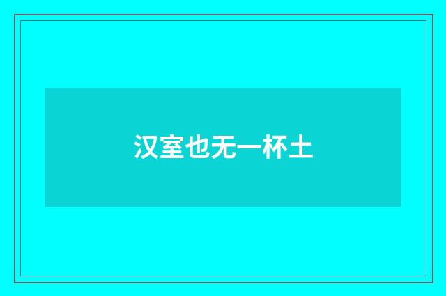 汉室也无一杯土