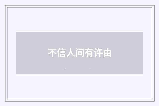 不信人间有许由