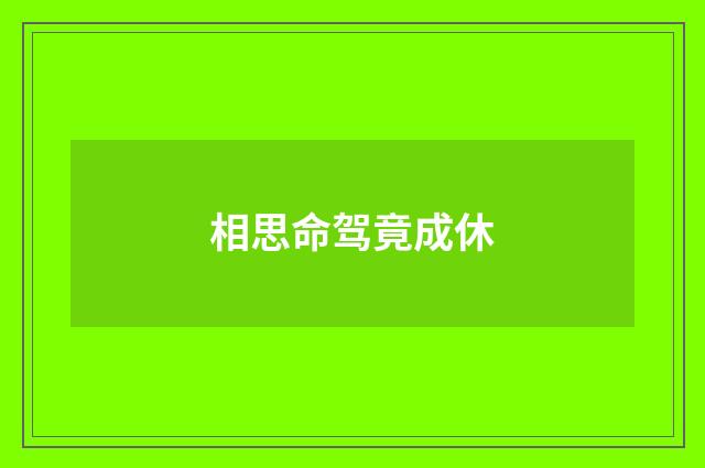 相思命驾竟成休