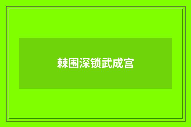 棘围深锁武成宫