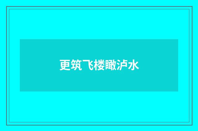 更筑飞楼瞰泸水