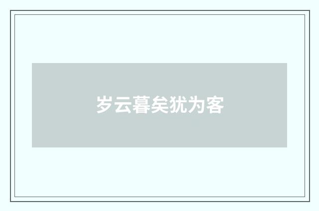 岁云暮矣犹为客
