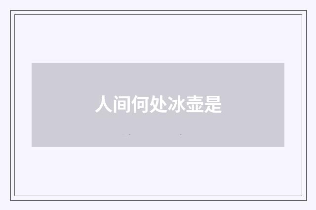 人间何处冰壶是