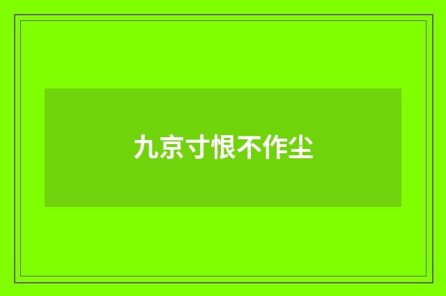 九京寸恨不作尘