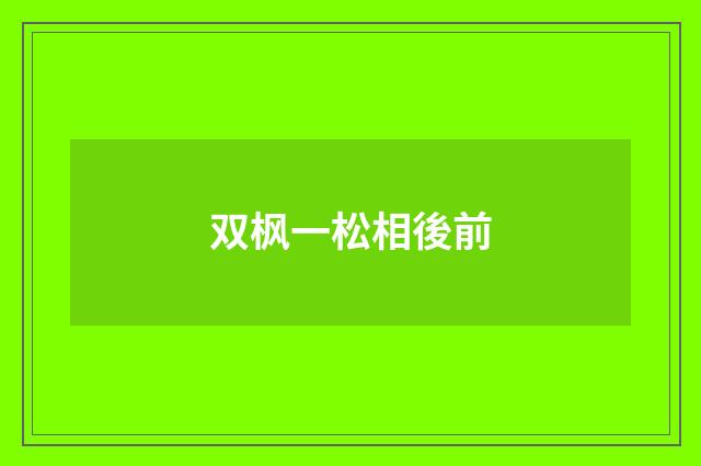双枫一松相後前